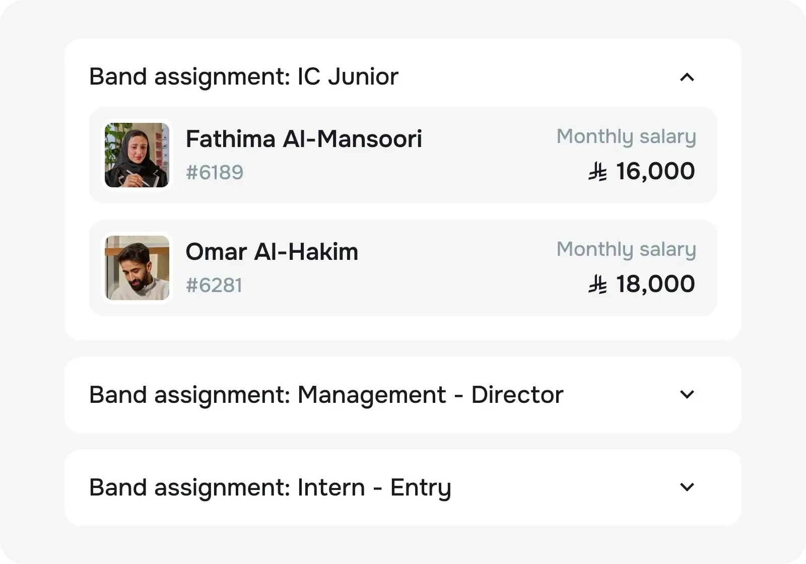 Assign employees to bands