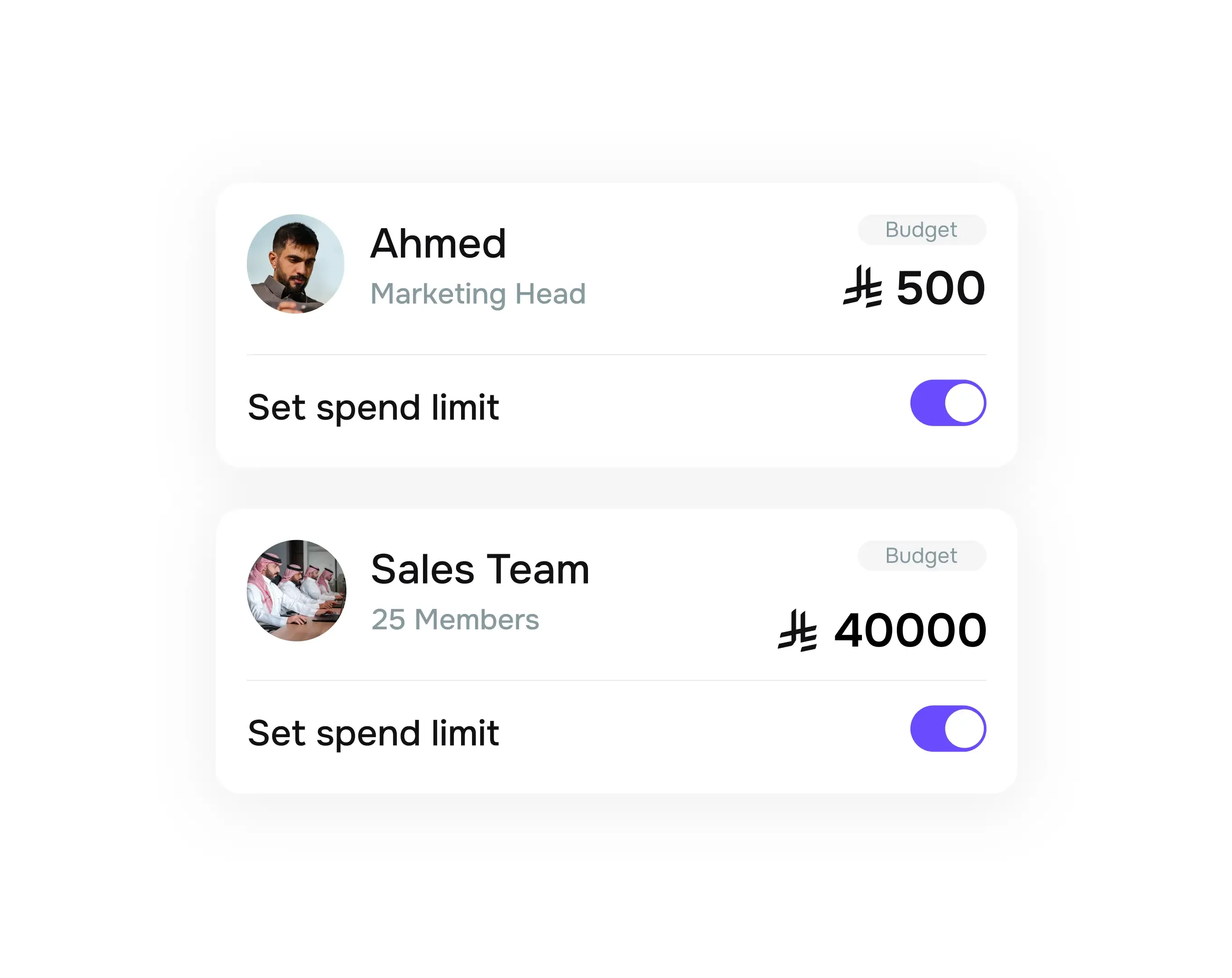 Adjust spend limits per employee or team