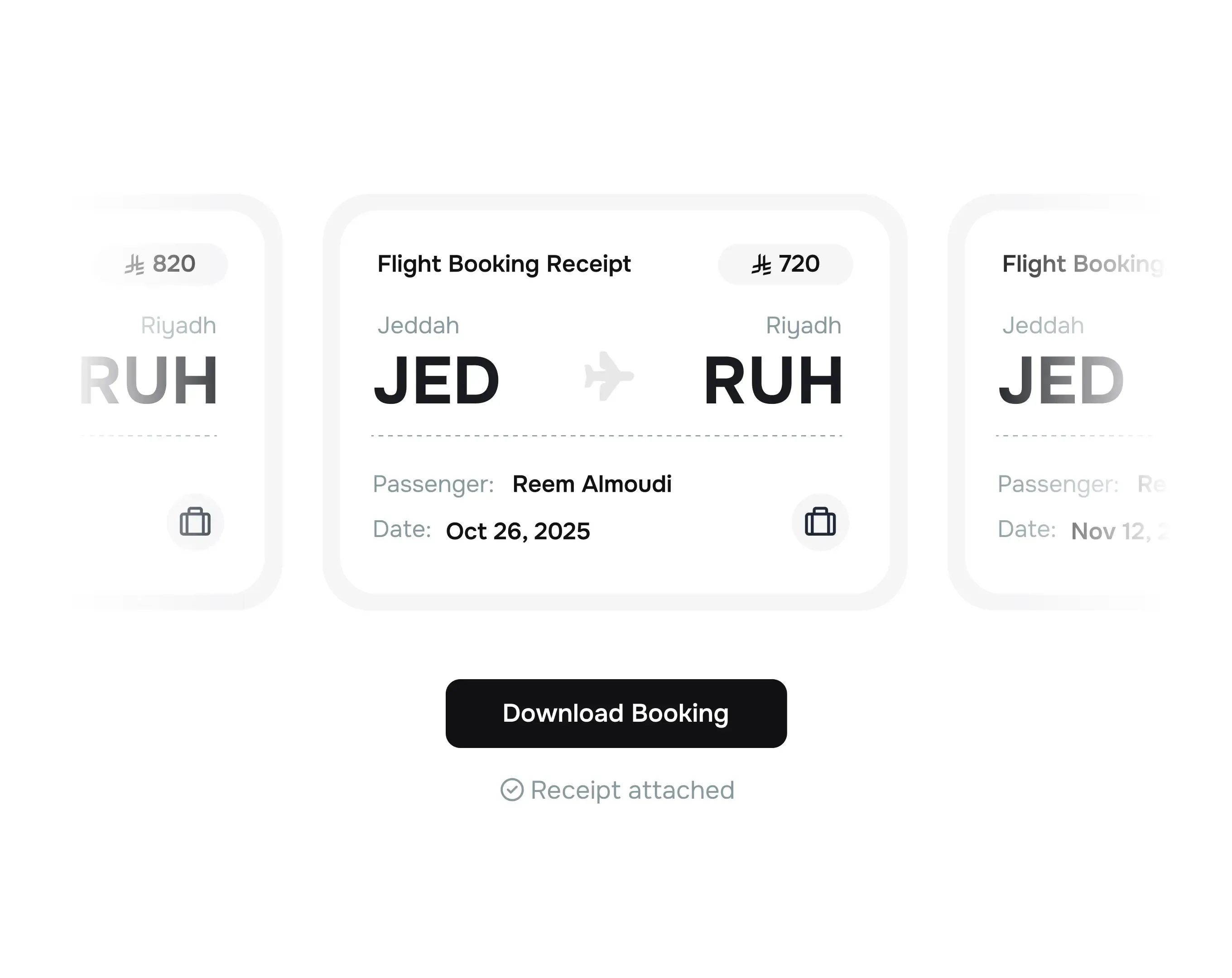 Capture flight booking receipts