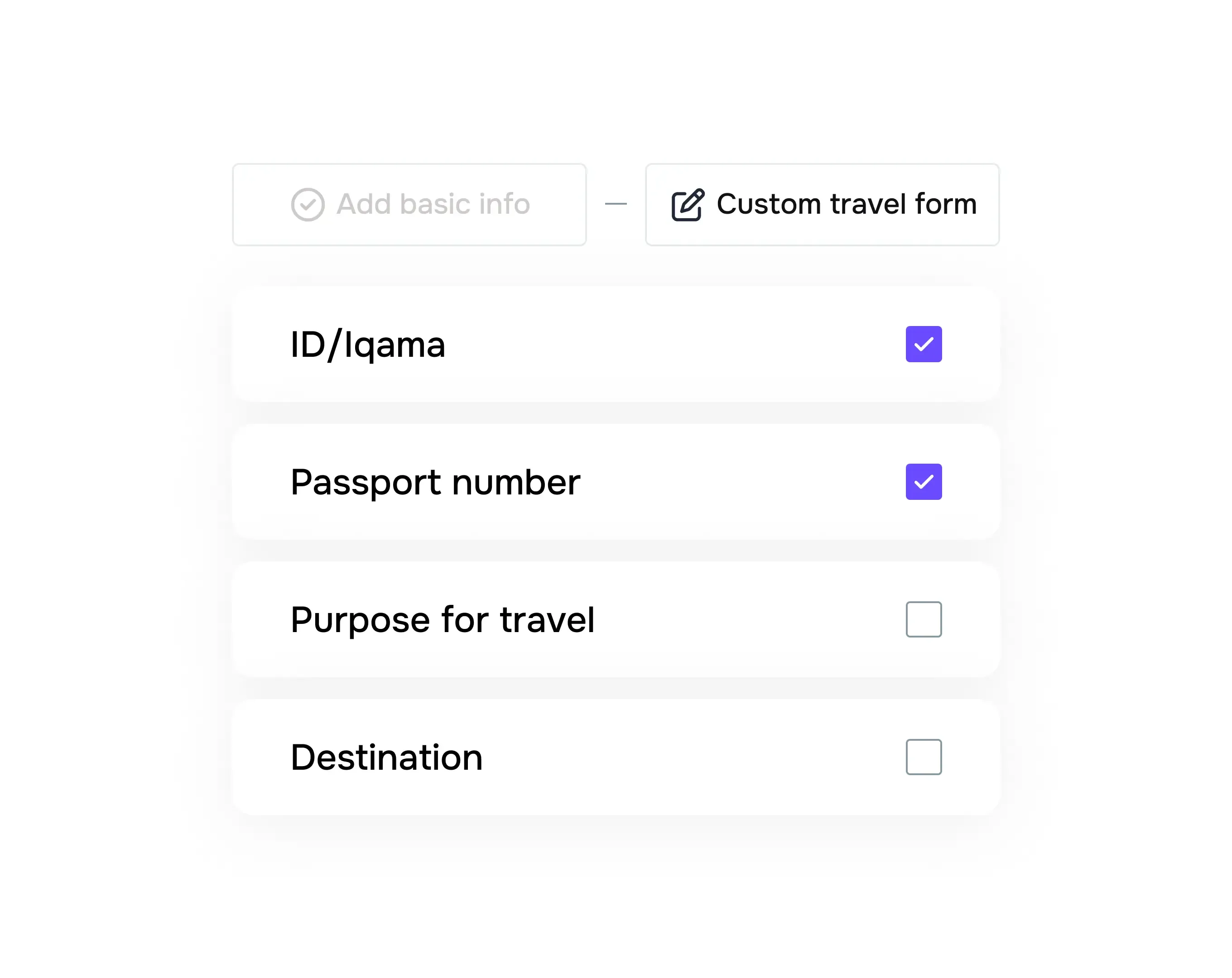 Customize travel request form