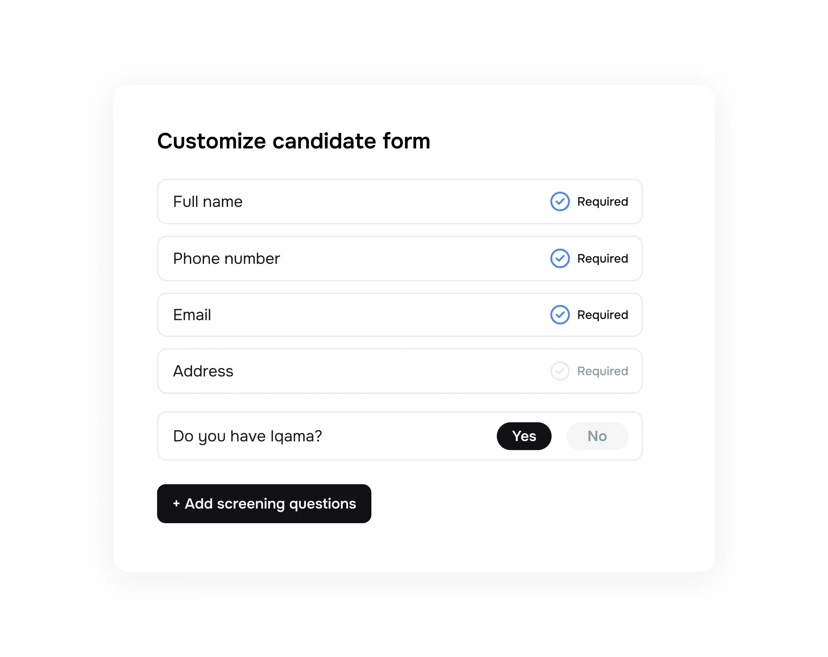 Customize job application forms